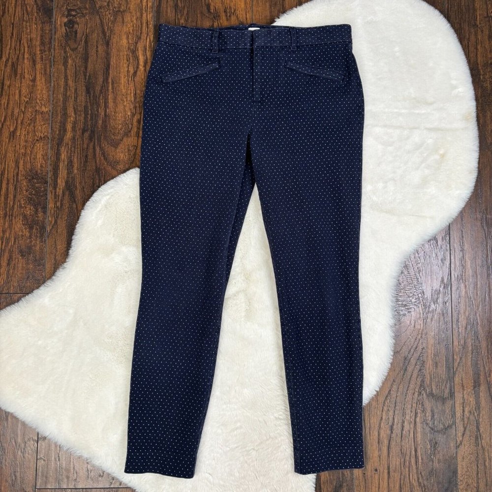Gap Chino Pants 8 Navy Blue Spotted Skinny Ankle Stretch Mid-Rise Women's